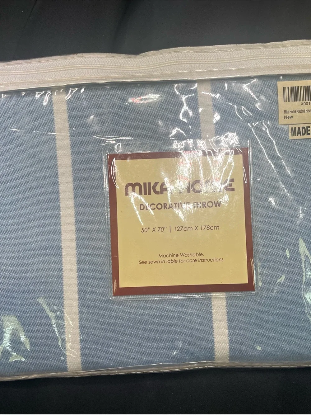 Mika Home Nautical Reversible Blue Bamboo Fiber Oversized Throw Blanket 50”x70”